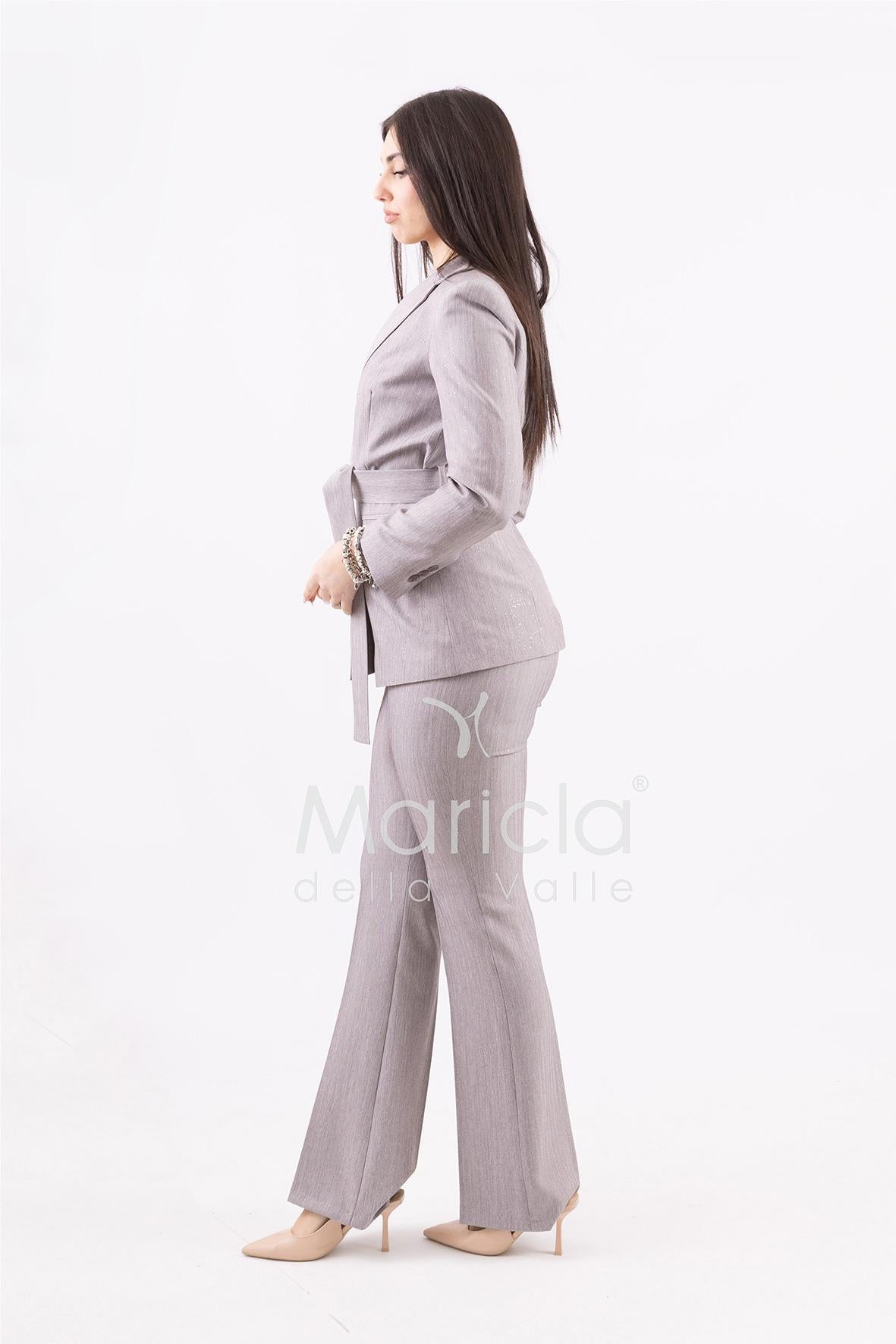 tailleur con cintura fiammato microstrass AD09233 GRIGIO MARICLA