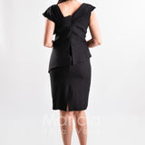 tubino unito con ricamo PF310AC NERO PAOLA FORTI