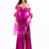 Abito lungo scollo omerale JC35274 FUCSIA MARICLA ELEGANCE