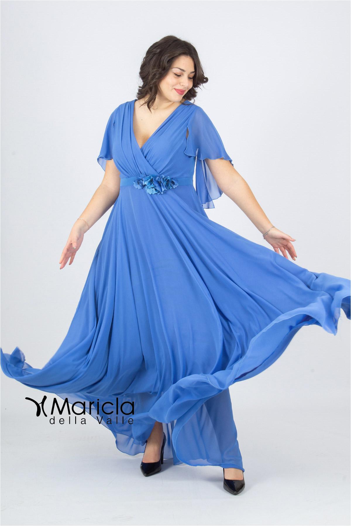 impero con fiore in vita PF216 AZZURRO PAOLA FORTI