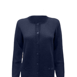 Maglia giacchino traforato 100% lana CF4380 BLU CARLA FERRONI