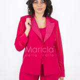 tailleur collo ricamo PF416 FUXIA PAOLA FORTI