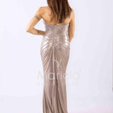 abito lungo bagnato drappeggio DEG55516 CHAMPAGNE MARICLA ELEGANCE