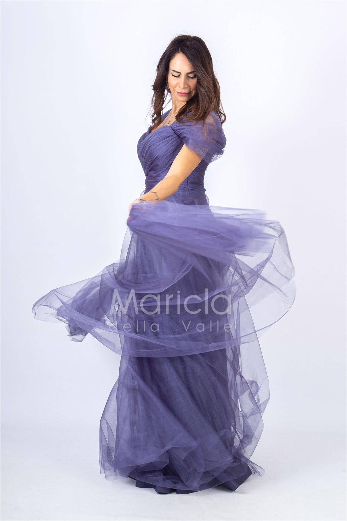 abito incrocio organza JC34898 INDACO MARICLA ELEGANCE