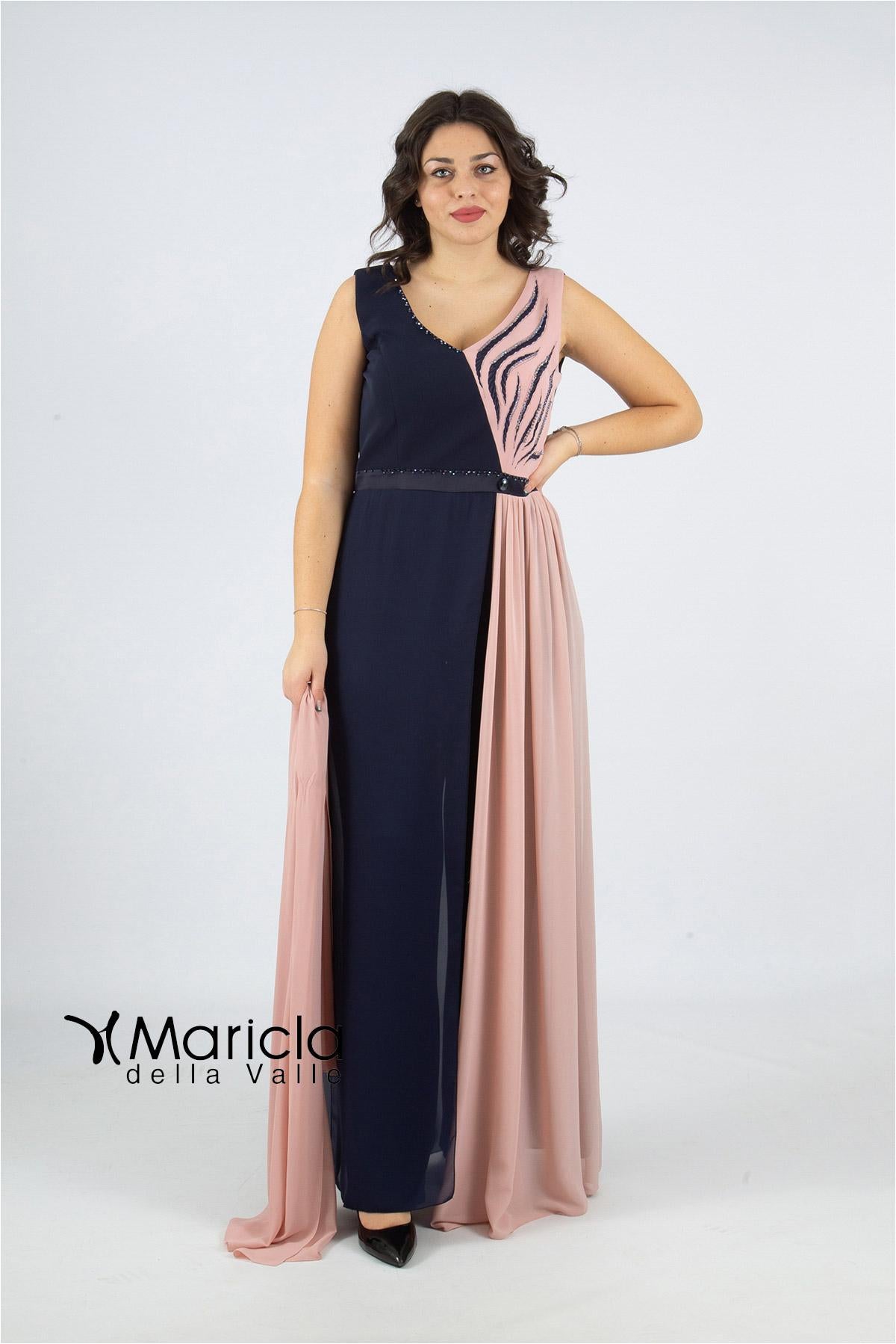 bicolore con ricamo PF100/22 BLU PAOLA FORTI