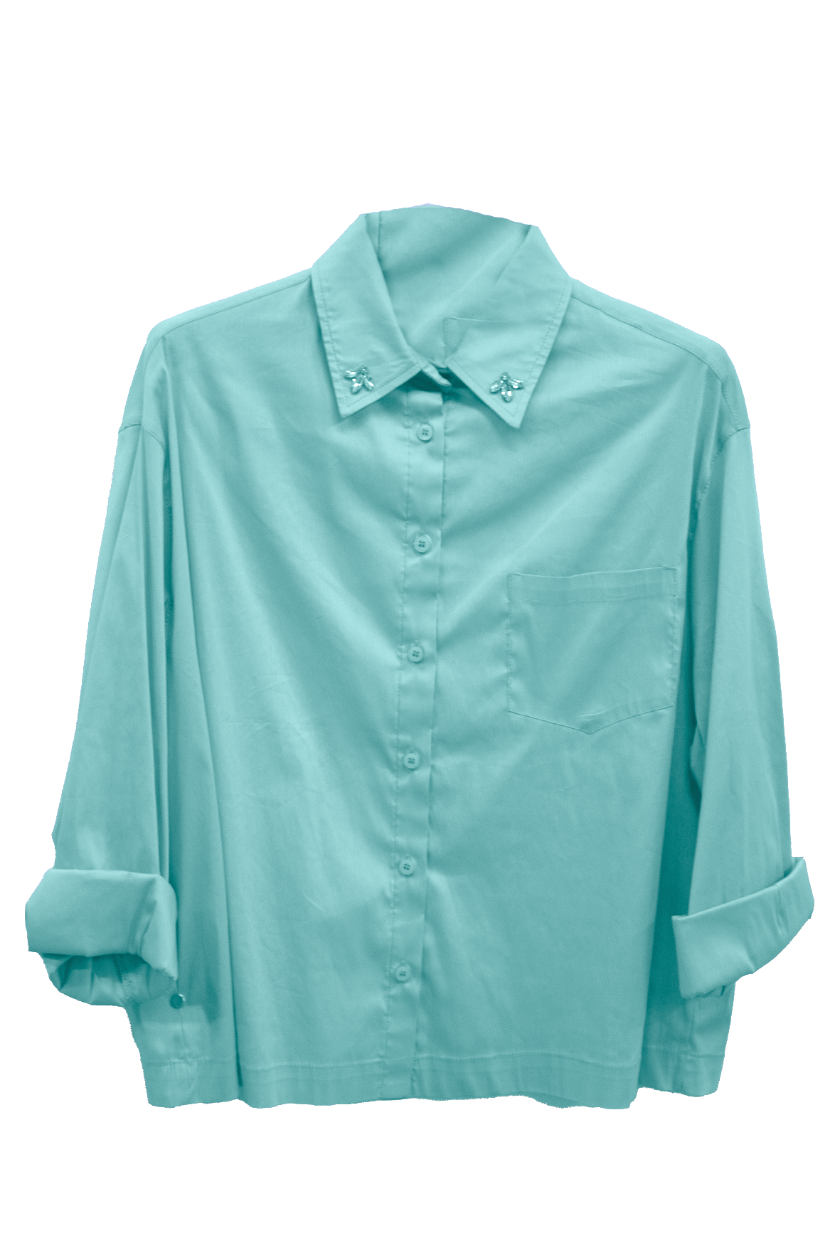 camicia manica 3/4 strass collo ROMI2374 MENTA MARICLA