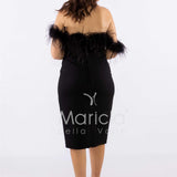 tubino con piume CAR58214 NERO MARICLA ELEGANCE