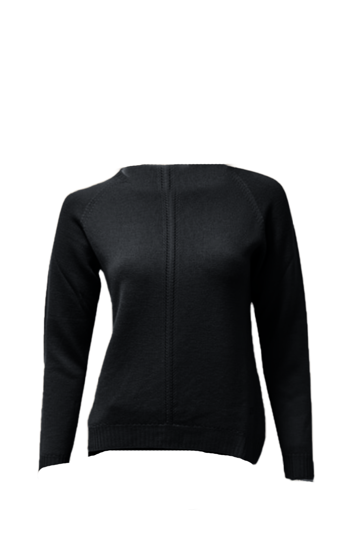 Maglia 100% in lana con lavorazione rigo centrale CF4378 NERO CARLA FERRONI