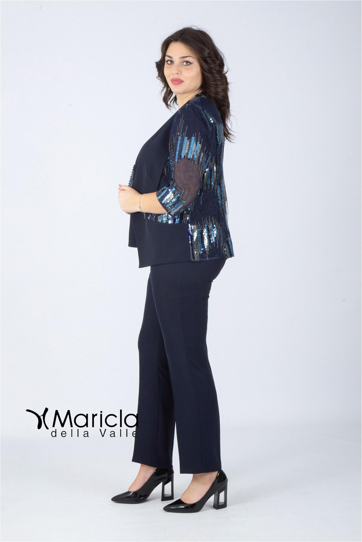 tailleur con ric.paiette PF3030BIS BLU PAOLA FORTI