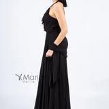 Abito lungo con scollo rouches JC34462 NERO MARICLA ELEGANCE