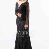 abito manica lunga ricamato FI7485 NERO MARICLA ELEGANCE