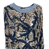 maglia fantasia con riporti glitter GR1444 BLU MARICLA