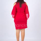 Abito midi con manica ricamata SH106 FUXIA SHARON