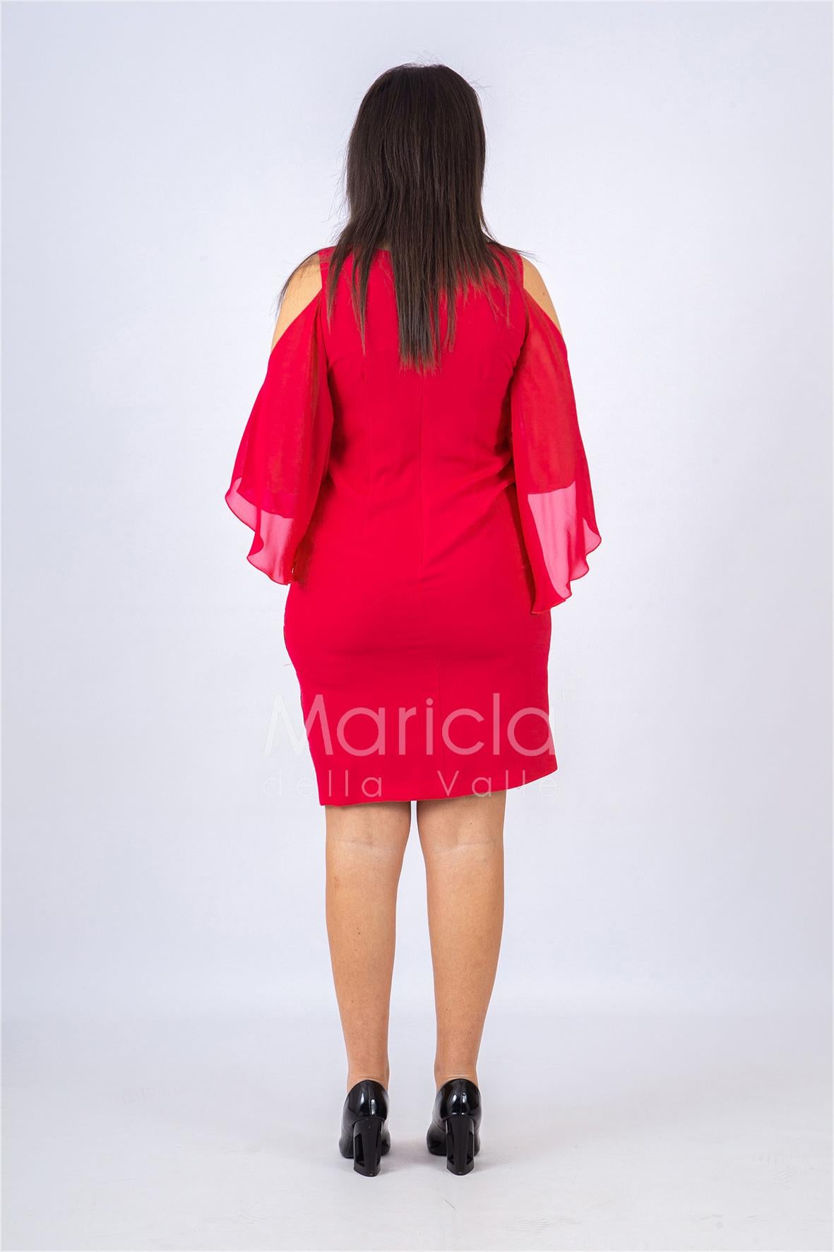 Abito midi con manica ricamata SH106 FUXIA SHARON