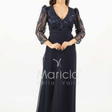 tuta con manica paiette SH905TU BLU SHARON