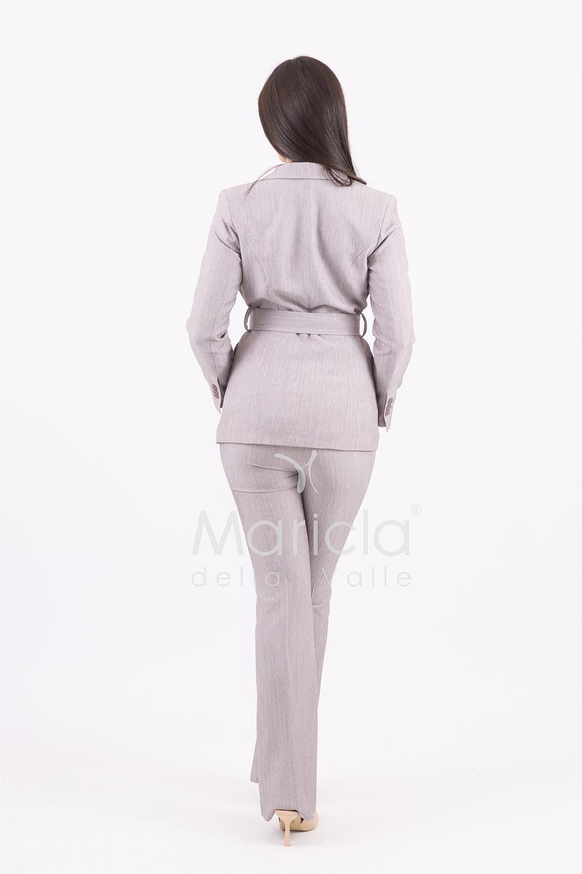 tailleur con cintura fiammato microstrass AD09233 GRIGIO MARICLA