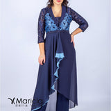 man.3/4 ricamo PF112 BLU PAOLA FORTI