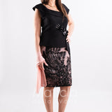 tubino unito con ricamo PF310AC NERO PAOLA FORTI