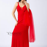Abito lungo con dettagli in pizzo JC34400 ROSSO MARICLA ELEGANCE