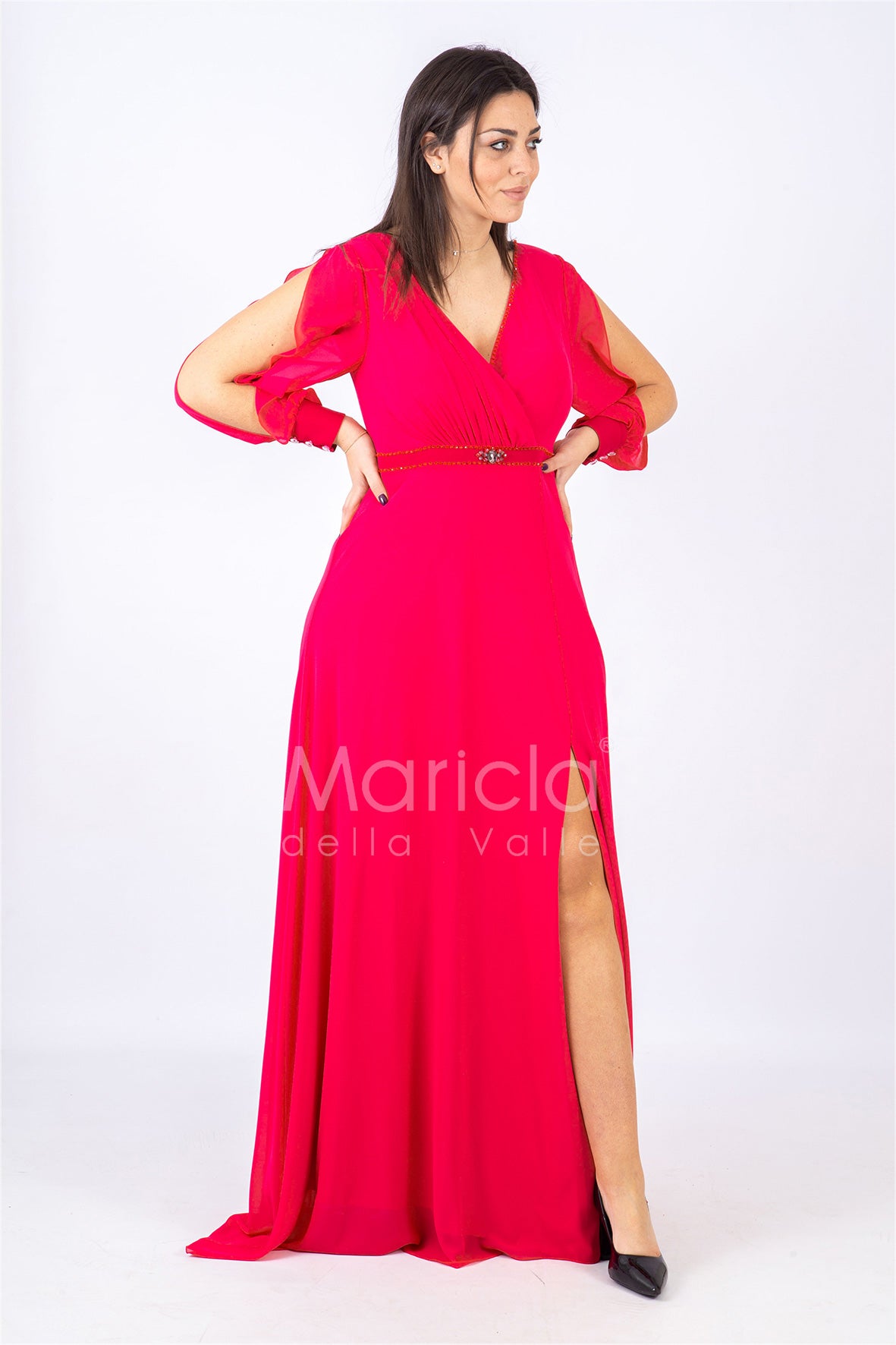 abito manica lunga PF607 FUXIA PAOLA FORTI 