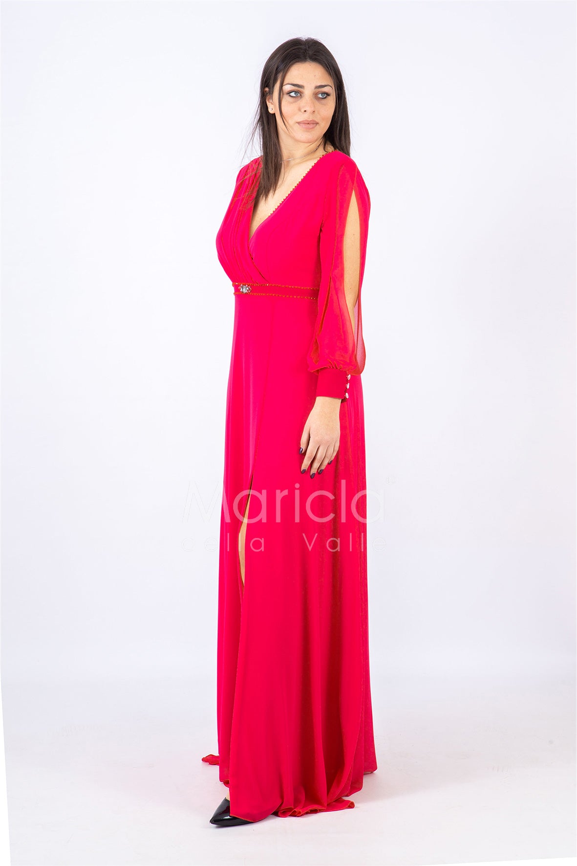 abito manica lunga PF607 FUXIA PAOLA FORTI 