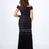abito sirena glitterato plisse RG3637 NERO GIGLI CERIMONIA 