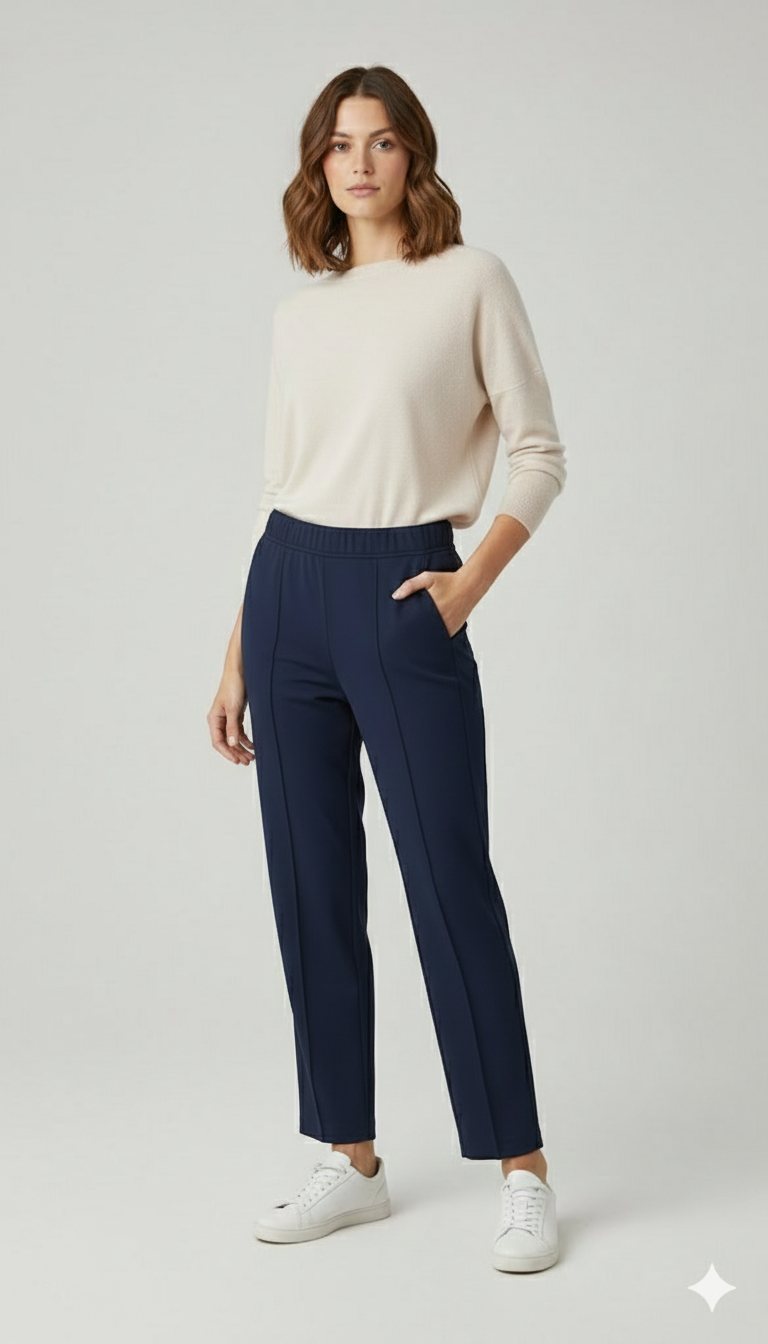 Pantalone Jogger Urban-Chic con Nervatura Frontale CF22111 BLU CARLA FERRONI 