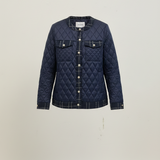 Giacca Trapuntata Navy con Profili in Tweed e Bottoni Gioiello CF22193 BLU CARLA FERRONI 