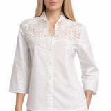 camicia pizzo sangallo CF32518 BIANCO CARLA FERRONI 