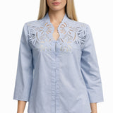 camicia pizzo sangallo CF32518 CELESTE CARLA FERRONI 