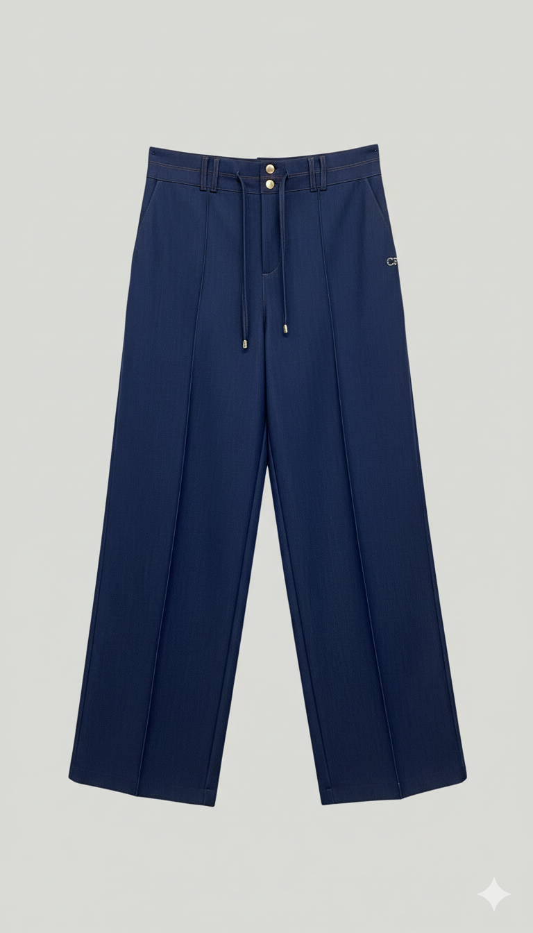 Pantalone jeans palazzo laccetto CF70174 BLU CARLA FERRONI 