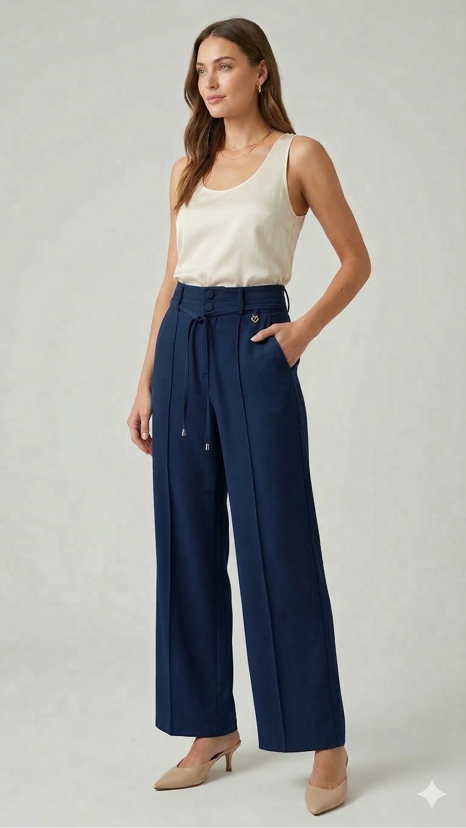 Pantaloni Wide-Leg con laccetto CF70258 BLU CARLA FERRONI 