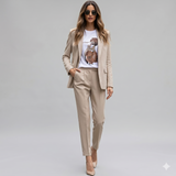 pantalone cotone CF70265 BEIGE CARLA FERRONI 