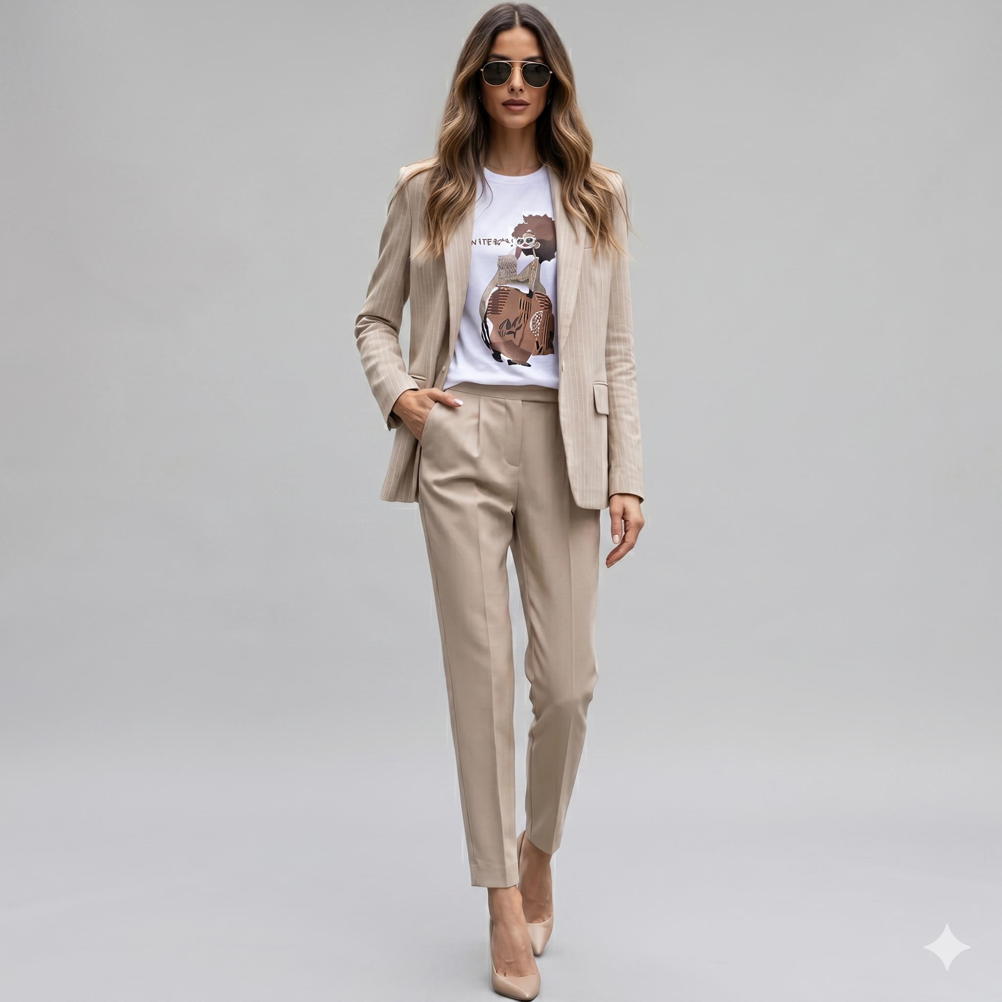 pantalone cotone CF70265 BEIGE CARLA FERRONI 