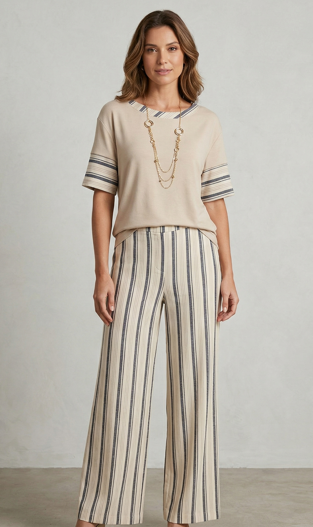 pantalone fantasia con casacca CF70292 CREMA CARLA FERRONI 