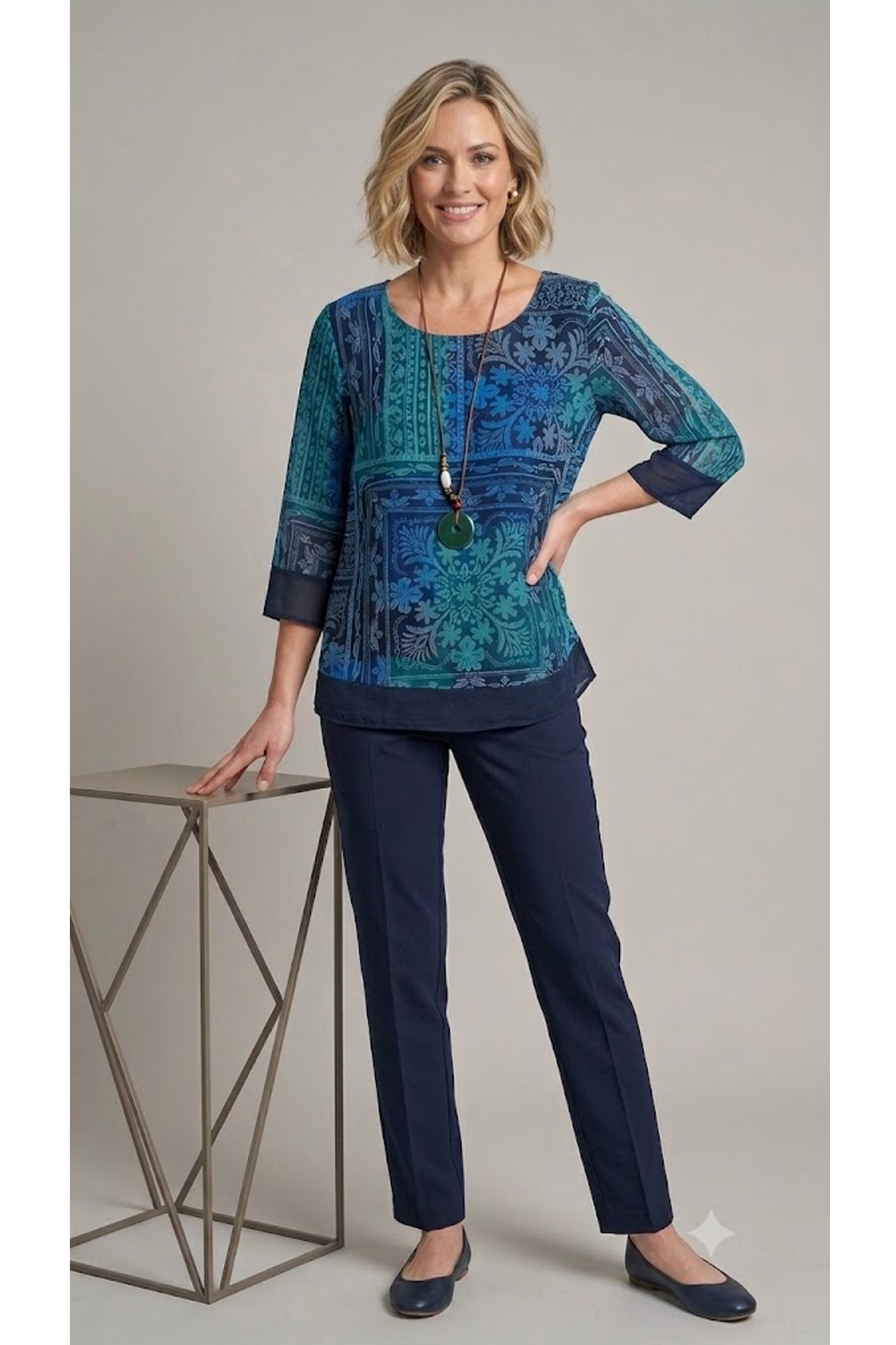 pantalone con casacca fantasia AICA BLU MARICLA 
