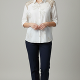Camicia Ricami Floreali e Inserti in Pizzo DALIA BIANCO MARICLA 
