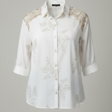 Camicia Ricami Floreali e Inserti in Pizzo DALIA BIANCO MARICLA 