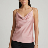 Top Fluido in Satin con bretelle a catena DB10939 ROSA MARICLA 