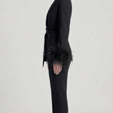 tailleur doppio petto con piume EC04602 NERO MARICLA 
