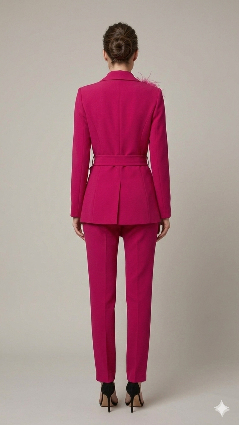 tailleur con piume bavero EC04609 AMARENA MARICLA 