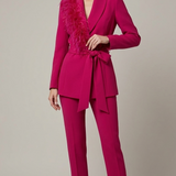 tailleur con piume bavero EC04609 AMARENA MARICLA 