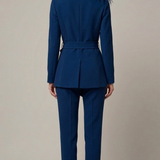 tailleur con piume bavero EC04609 BLU MARICLA 