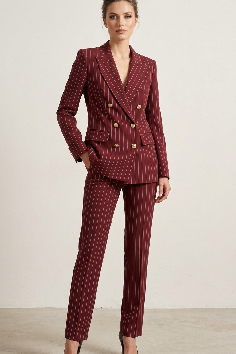 Tailleur Pantalone Gessato Doppiopetto EC14502 BORDO MARICLA 