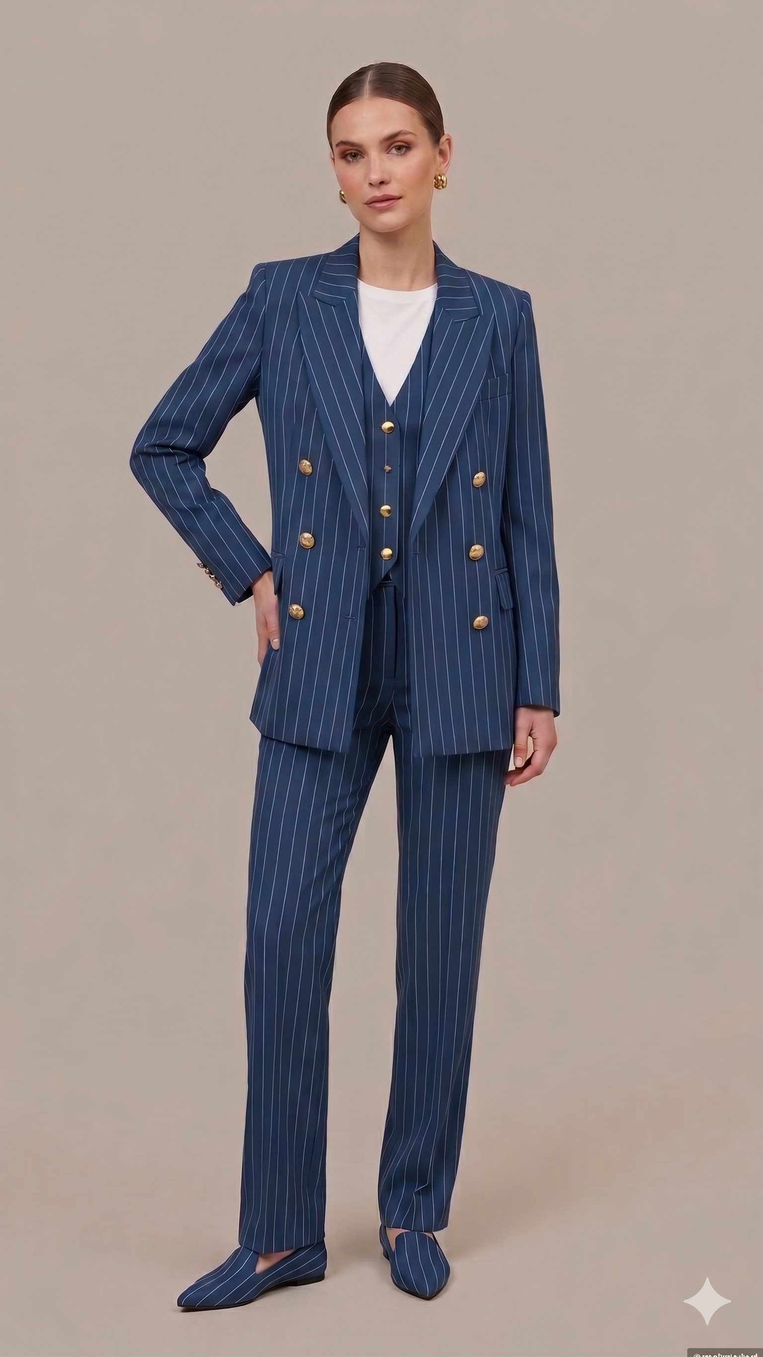 Tailleur Pantalone Gessato Doppiopetto EC14502 DENIM MARICLA 