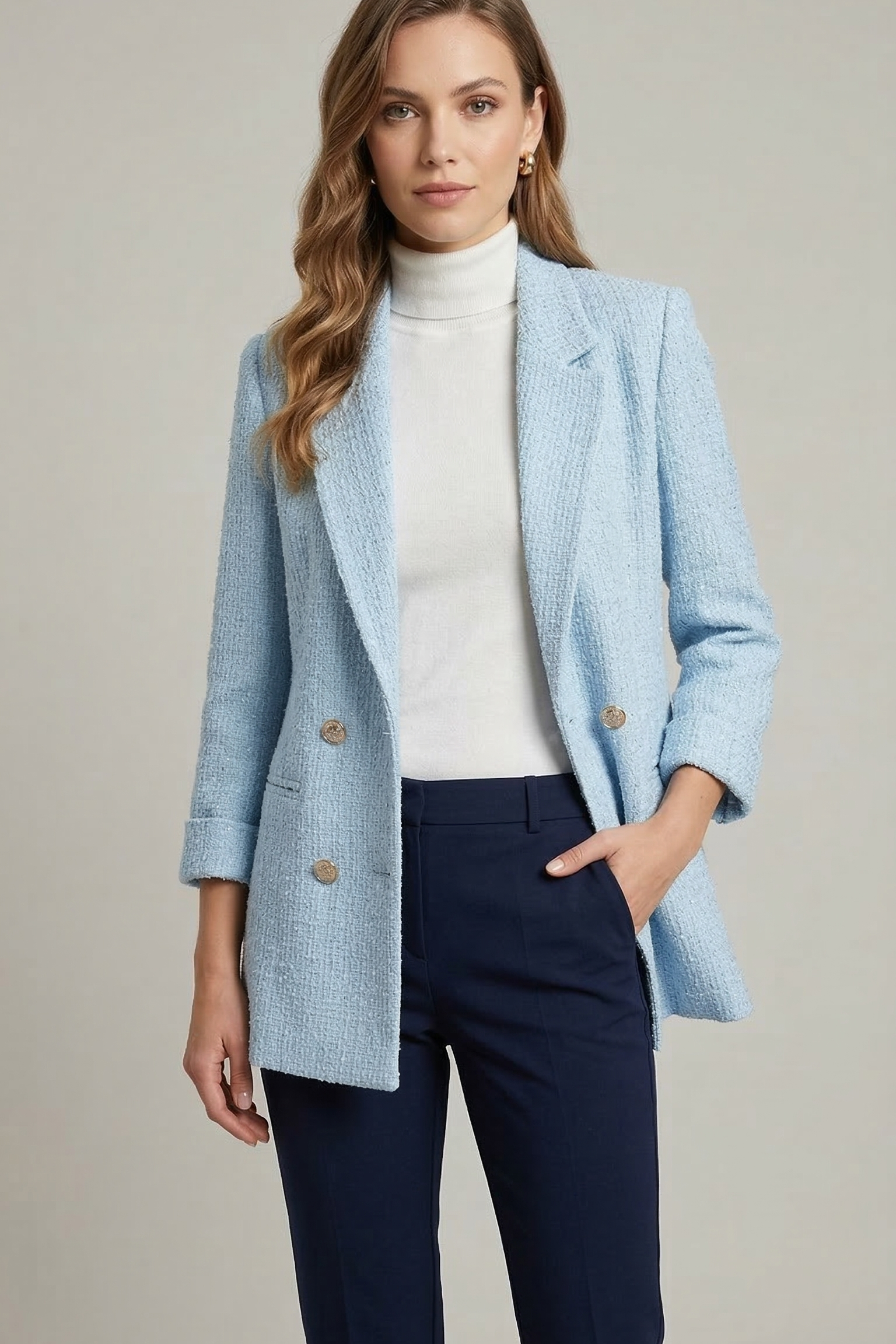 Giacca blazer boucler EC15702 CELESTE MARICLA 