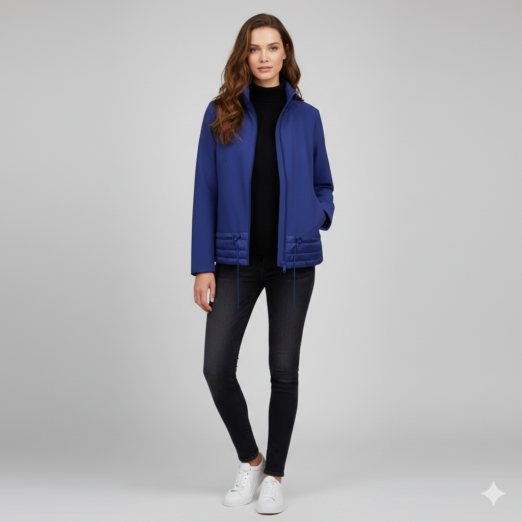 Giubbino spalmato e trapuntato con cappuccio EC2466 BLUETTE MARICLA 