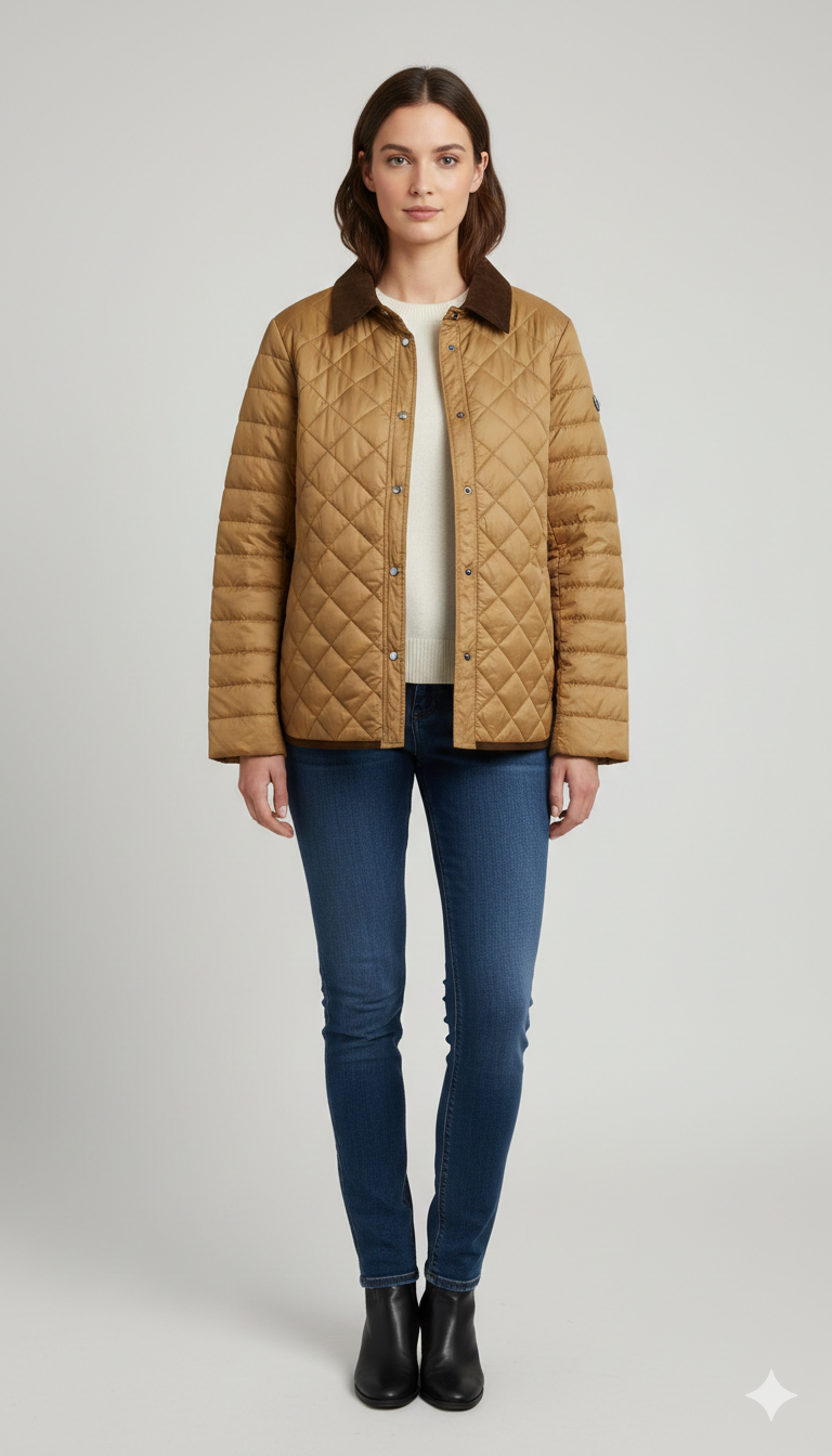 Giacca trapunta con collo in velluto EC2467 BEIGE MARICLA 