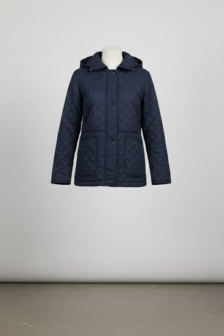 Giaccone trapuntato con cappuccio EC2508 BLU MARICLA 