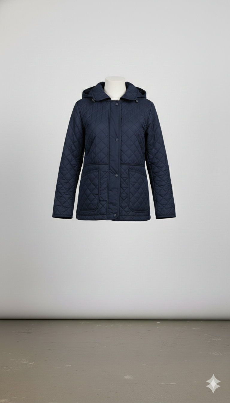 Giaccone trapuntato con cappuccio EC2508 BLU MARICLA 